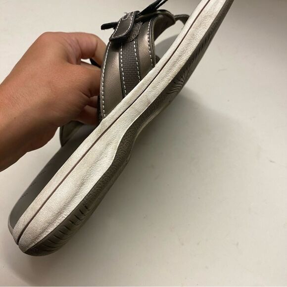 Clarks cloudsteppers comfort slip on sandal Breeze Brinkley Flora pewter 9 - Picture 7 of 8